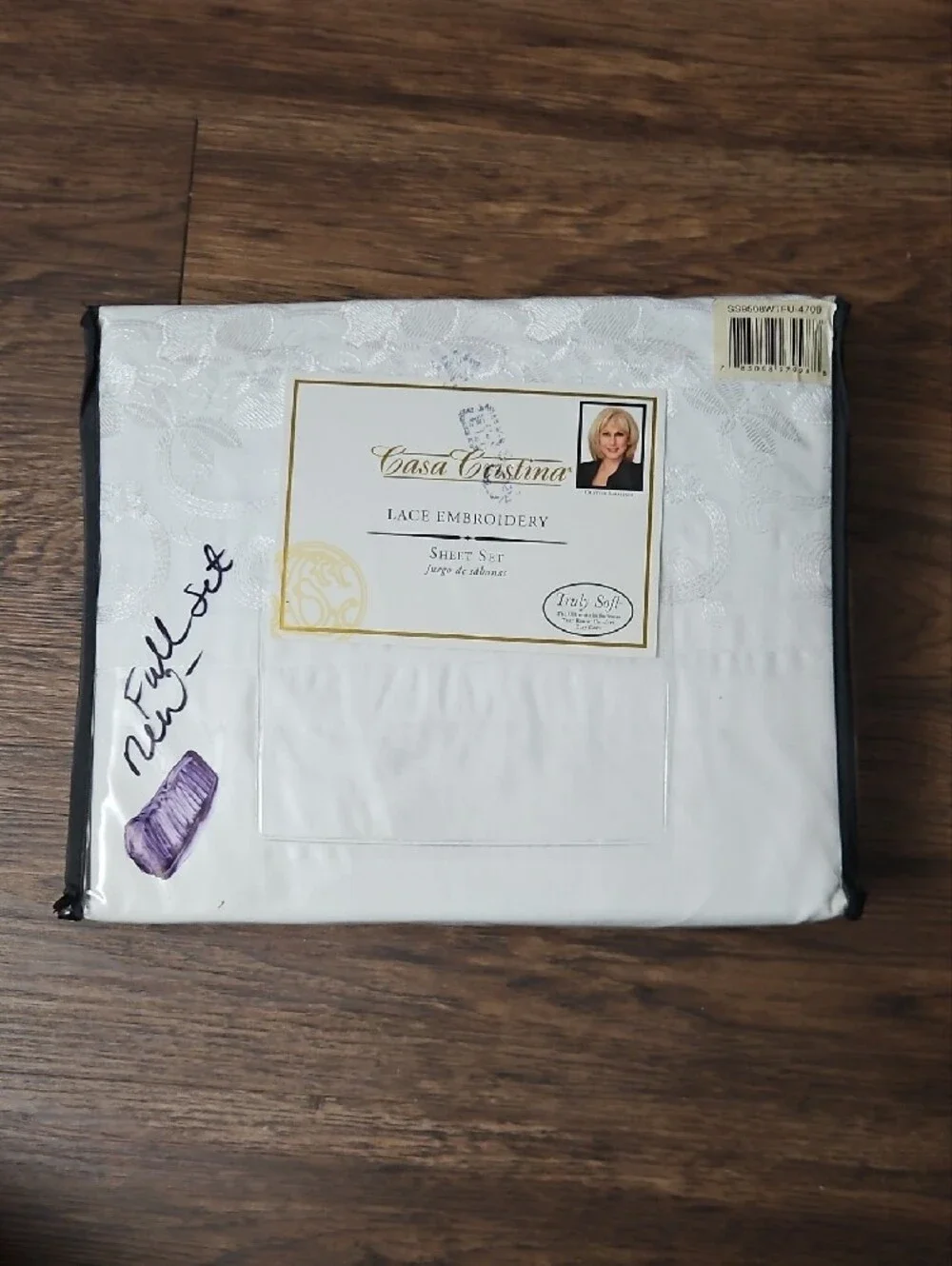 Casa Cristina White Lace Embroidery Full Sheet Set New Sealed